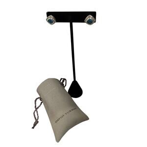 David Yurman Cushion-Cut Blue Topaz & Diamond Halo Stud Earrings